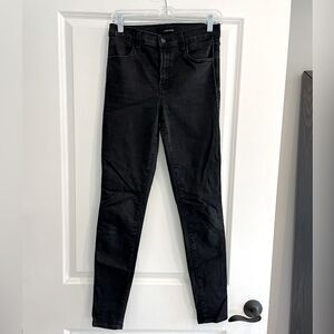 EUC J Brand Womens High Rise skinny Jean Dark gray/black glitter pinstripe Sz 27